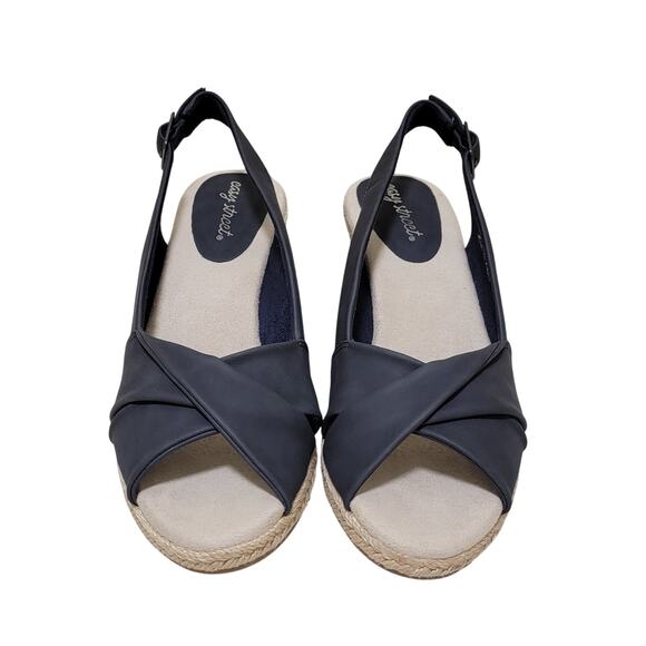 Easy Street Women Maureen Slingback Espadrille Sandals Size US 8.5M Navy Blue - Picture 3 of 6